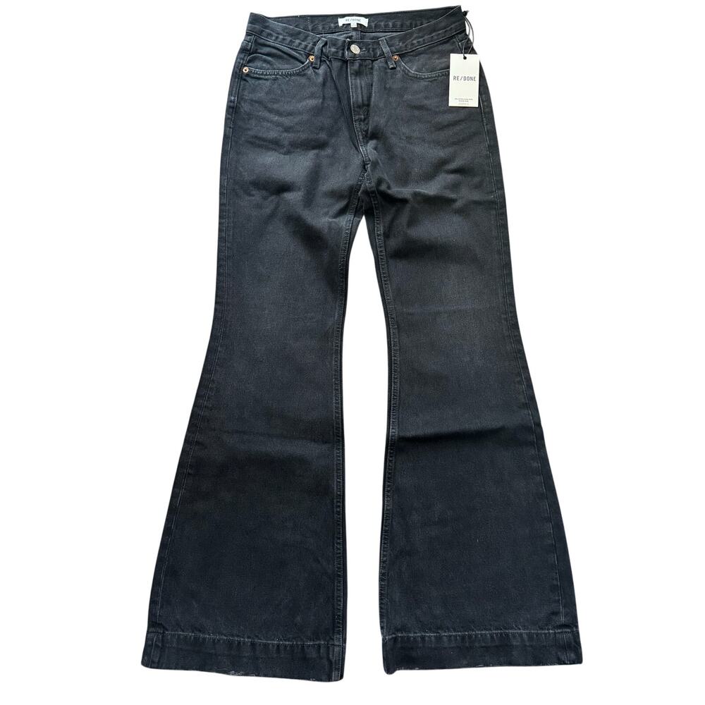 Re/Done Stove Pipe Flare High Rise Jeans Denim Black Size 27